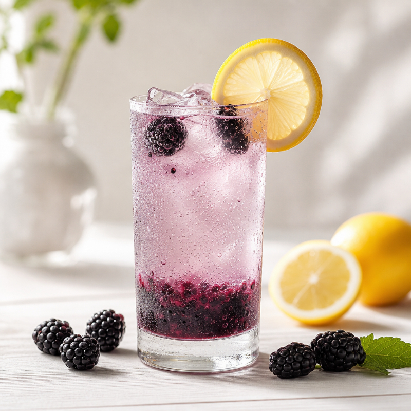 Blackberry and lemon fizz mocktail