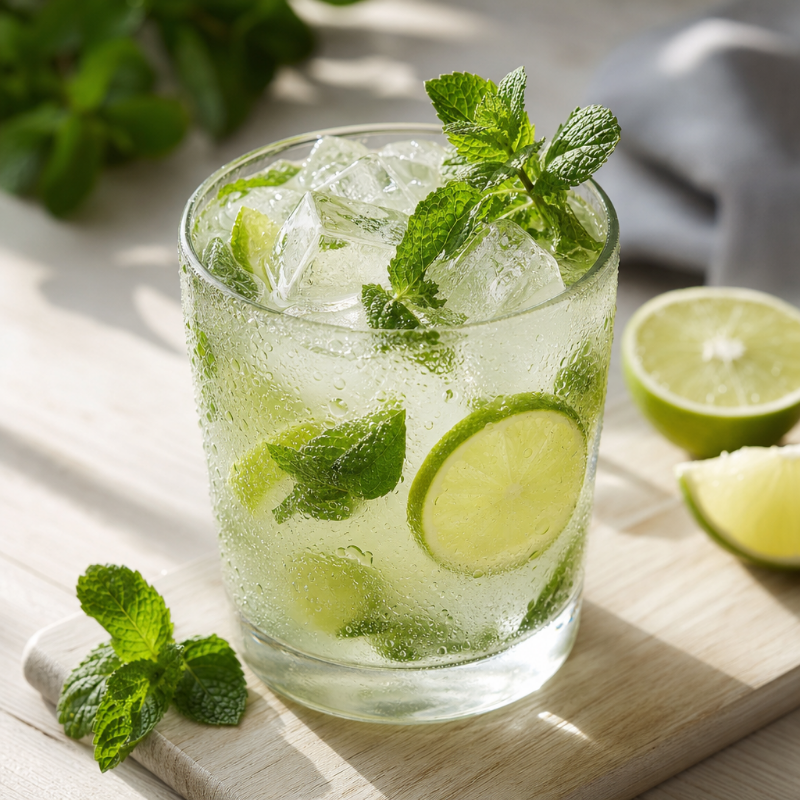 Mint and lime lemonade mocktail
