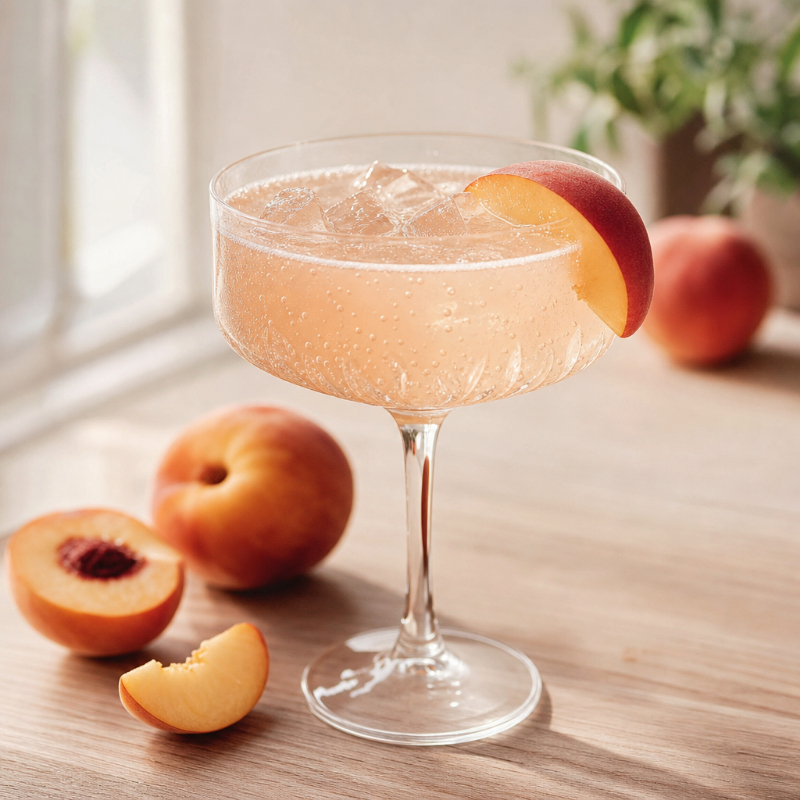 Sparkling bellini mocktail
